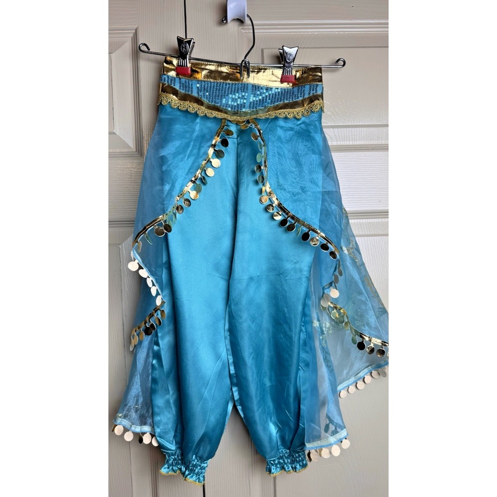 DISNEY PRINCESS JASMINE SEQUIN TEAL HAREM PANTS HALLOWEEN‎ COSTUME - Picture 2 of 15